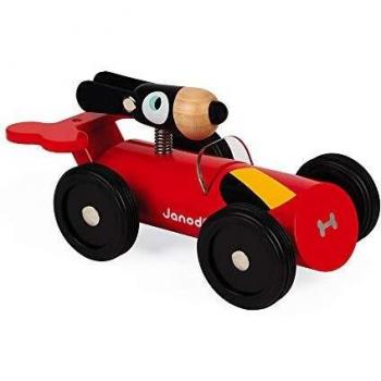 Janod- Dan Coche de Madera Maciza Lacada, Multicolor