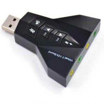 Tarjeta de Sonido Externa USB 3D 7.1 AC3 MP3 Adaptador 2 en 1 con Micrófono