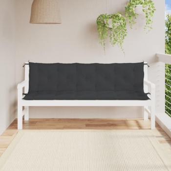 Cojines de Banco de Jardín 2 Piezas Tela Oxford Negra 180x50x7cm