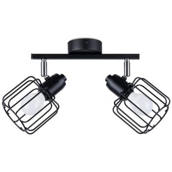 Foco de techo Sollux Beluci Twin negro, lámpara de techo con diseño moderno, acabado en color negro, dos fuentes de luz, ideal para iluminación de espacios contemporáneos