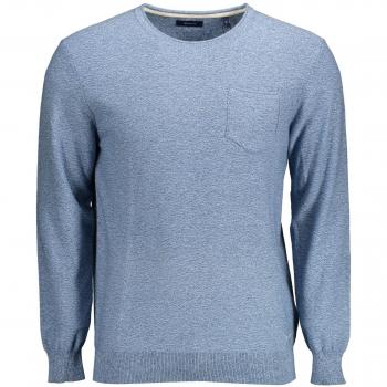 Gant Light Blue Cotton Sweater - 3XL, Round-neck Knitwear, male, Blue, Size: 3XL Contrasting Detail Embroidered Shirt