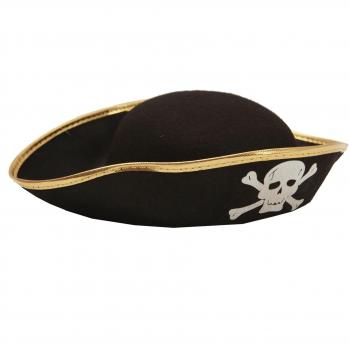 Sombrero de pirata de fieltro para niños con calavera y espadas - Talla única