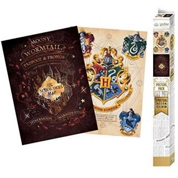 SET 2 POSTERS HARRY POTTER MAPA MERODEADOR Y ESCUDO DE ARMAS DE HOGWARTS