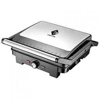 Parrilla Eléctrica Family Care 2200W, Revestimiento de piedra de máxima antiadherencia, Apertura de 180º y placa superior flotante, acabado de acero inoxidable. Gran superficie de cocción 29cmx24cm