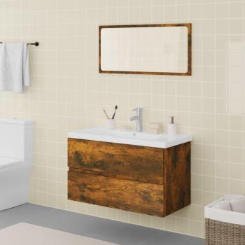 Conjunto de muebles de baño de roble ahumado en madera multicapa
