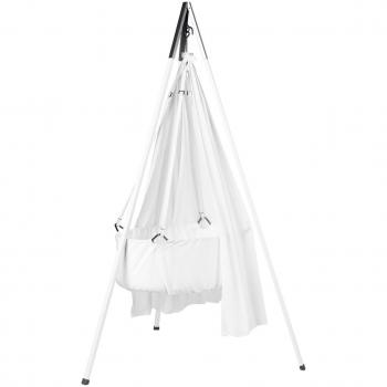 Leander Berceau – Berceau blanc avec matelas et crochet de plafond – avec ciel de lit