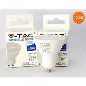 Faretto LED 10W GU10 con Chip Samsung, Luz Natural 4000K, Ángulo de 110°