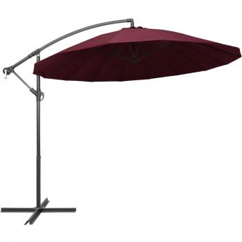 Sombrilla colgante con poste de aluminio color borgoña 3 m