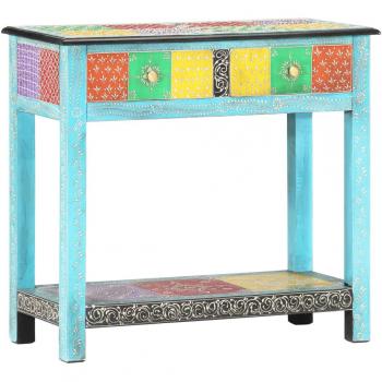 Mesa consola pintada a mano de madera maciza de mango 80x35x75 cm