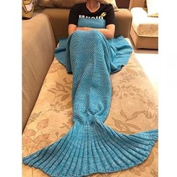 100% Knitting Pattern Mermaid cola Blanket de Fan Sheng, niños novedad Luxus completa Saco de dormir Aire Acondicionado Manta lana Slumber funda niedliche sirena - Regalo para Niños