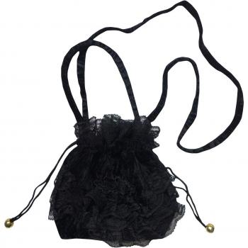 Classic Beautiful Victoriano Gótico terciopelo encaje cordón bolsa de noche Halloween, color Elegant Black, tamaño Talla única