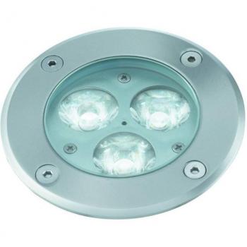 Foco empotrable LED redondo de acero inoxidable y vidrio, con clasificación IP67 para uso exterior