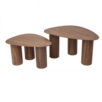 Set de 2 mesas de centro nido de madera oscura Foleen - Nogal