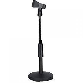 celexon Soporte Universal para Modelos de micrófono comunes - Soporte de micrófono de Mesa con Abrazadera de Resorte - Altura Ajustable de 38 cm a 52 cm - Negro