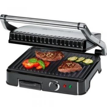 Clatronic KG 3487 - Grill de asar con tapa basculante, 2000 W, color plateado