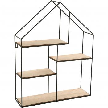 Versa 20850022 Estanteria Pared, 51x11x40cm, Metal y madera, Casa, Jardín