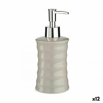 Dispensador de Jabón Ondas Cerámica Gris Metal 12 Unidades 260 Ml