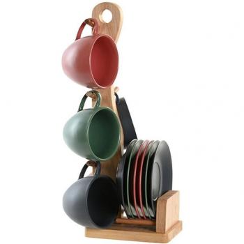 Fíjalo Café set 6 gres rubberwood 16 x 17 x 35 150 ml, verde