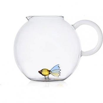 Brocca de Agua Transparente con Decoración de Pescado Colorido - Colección Animal Farm - 2,4 L