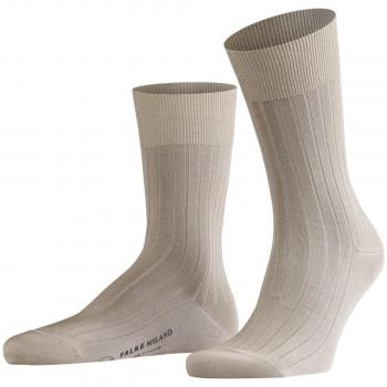 Falke Milano Men's Sand Ribbed Cotton Socks - Size 10-11 (45-46)