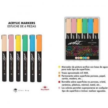 Estuche 6 Rotuladores Acrílicos Colores Pastel