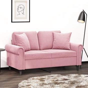 Sofá de 2 plazas con cojines de terciopelo rosa 120 cm Vidaxl