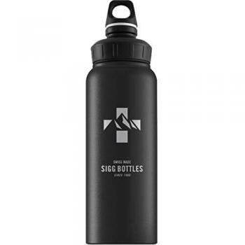 Botella de Agua SIGG WMB Mountain Touch 1L Negra - Ligera, A Prueba de Fugas, Certificada Climáticamente Neutral, Ideal para Bebidas Carbonatadas, Libre de BPA