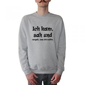 Mister Merchandise Sudadera para Hombre Ich kam, sah und vergaß, was ich wollte. Suéter Sweater , Tamaño: XXL, Color: Gris