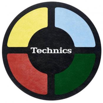 Alfombrillas para Plattenspieler Technics Simon - Paquete de 2 con fondo negro y logo Technics