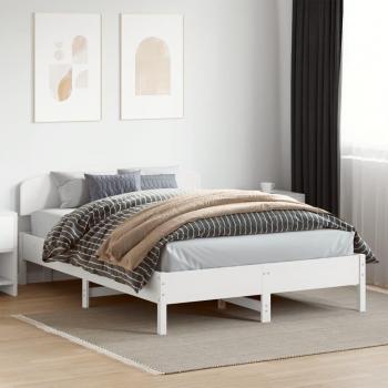 Tumbona sin colchón blanca 160x200 cm de madera maciza de pino con estructura de cama y cabecero, modelo Vidaxl