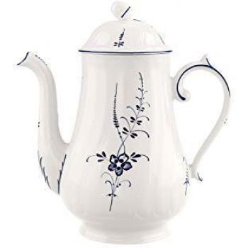 Villeroy & Boch Old Luxembourg Coffee Pot, 1.3 Litre, Premium Porcelain, White/Blue