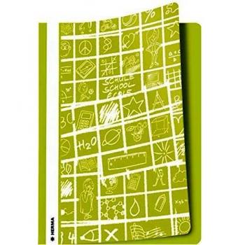 HERMA Carpeta SCHOOLYDOO DIN A4 de plástico resistente y fácil de limpiar con tiras de etiquetado, Verde claro