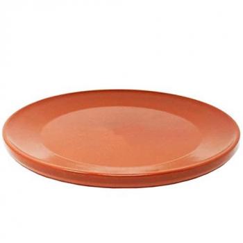 Plato llano de barro refractario Acan de 32 cm de diámetro, fuente y bandeja apta para cocinar y mantener el calor de las carnes (churrasco, chuletón, solomillo)