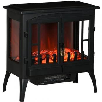 Chimenea Eléctrica Decorativa HOMCOM 1000W/2000W con Ventanas LED y Brillo Ajustable, Protección Contra Sobrecalentamiento, para Espacios de 15-20㎡, Dimensiones 60