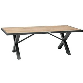 Mesa de jardín rectangular Emperia de Acacia y Aluminio gris grafito para 8 personas - Hespéride
