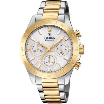 Festina Reloj Boyfriend F20651/1 para Mujer con Esfera Plateada y Pulsera de Acero Multicolor
