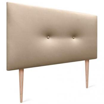 Cabecero de Polipiel Acolchado Liso con Botones y Patas 110x105cm Champán para Cama Moderna