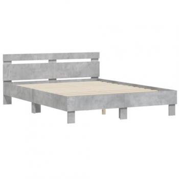 Cama con cabecero de madera de ingeniería gris hormigón 150x200 cm