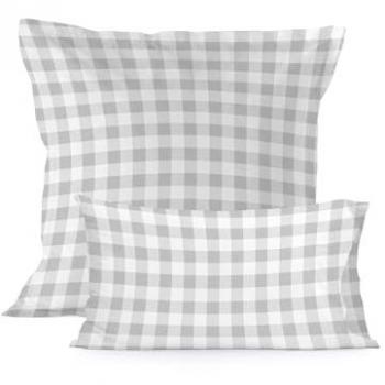 Funda de Almohada Infantil Vichy Gris 50x75 cm, 100% Algodón, Calidad Superior
