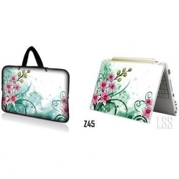 'LSS portátil & macbook pro Sleeve Bag Carrying Case w/Hidden Handle & Matching Skin Sticker apta para 15 15.4 15.6 Pink Flower Floral