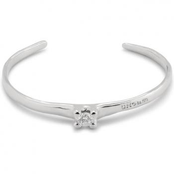 Women's Bangles Cosmos Silver Plated Rigid Central White Zirconia Bangle PUL2431BLNMTL