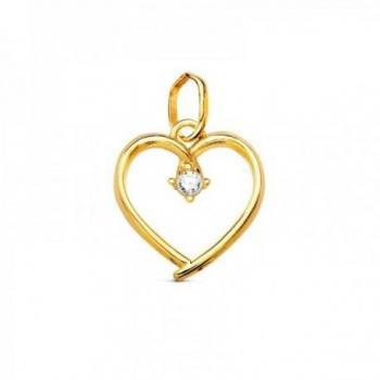 Colgante Oro 18k Mujer Calado Liso Circonita Centro 2 Mm