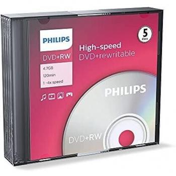 Philips DVD+RW Ultra Fino 5 Pack 4,7GB 4x Regrabables