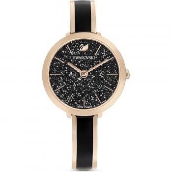 Swarovski Black Crystalline Delight Rose Gold Bracelet Watch 5580530, Elegant Black and Rose Gold Watch, Pink female, Size: ONE SIZE