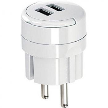 Electraline 55076 - Cargador de Pared 2 USB, Color Blanco