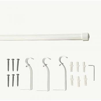 Barra Cortinas Extensible de Aluminio con Terminales - Tamaño Ajustable 120-200 cm - Color Blanco