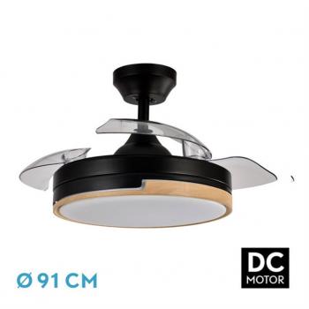 Ventilador DC 48W Olimpia Negro/Madera 3 Aspas