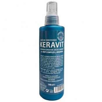 KERAVIT Acondicionador sin aclarado 190 ml con MPV COMPLEX y ARGININA, protección térmica, filtro solar, preserva el color, nutre en profundidad, repara el cabello, aroma tropical y neceser