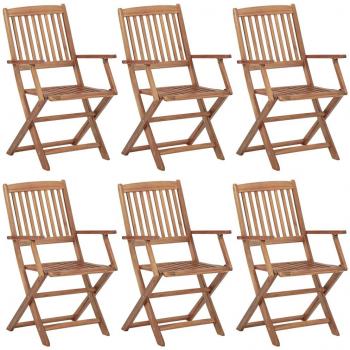 Set de Sillas de Exterior Plegables de Madera Maciza de Acacia - 2/4/6/8 Unidades - Color Marrón/Gris