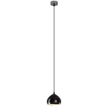 Lámpara colgante Brilliant Rider, 1 luz, negra, metal y vidrio, E14, dimensiones DxH 17x100 cm